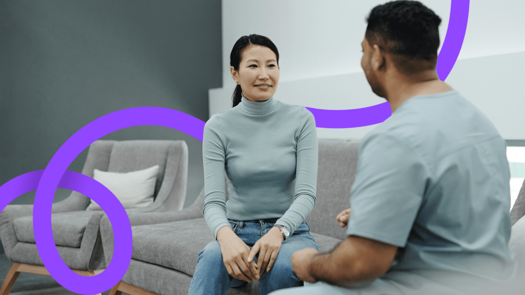 TMS Patient being consulted by TMS technician