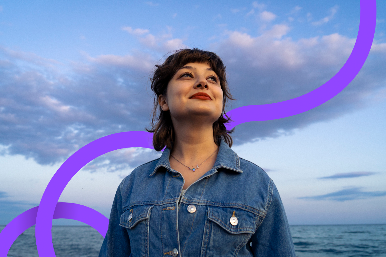 Woman looking hopeful at the distance