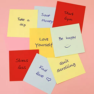 Post it notes with goals