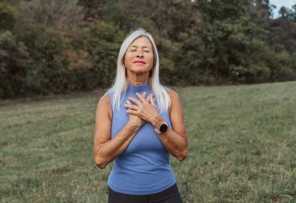 Older woman doing yoga