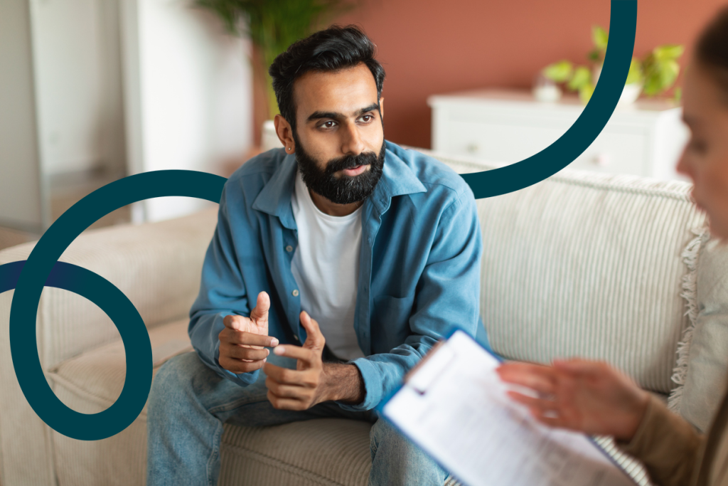 Man talking with his therapist